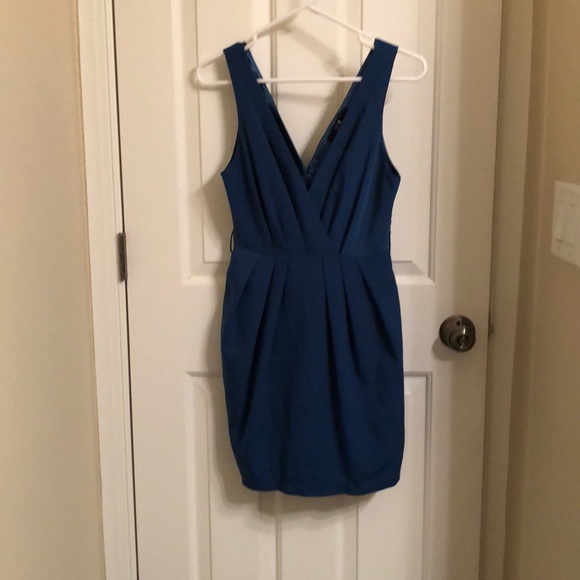 Dark Blue/Dark Teal V Neck Cocktail Dress - Picture 1 of 4